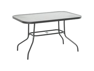 Table de jardin rectangulaire 6 personnes métal et verre trempé gris 120 x 80 x 70 cm