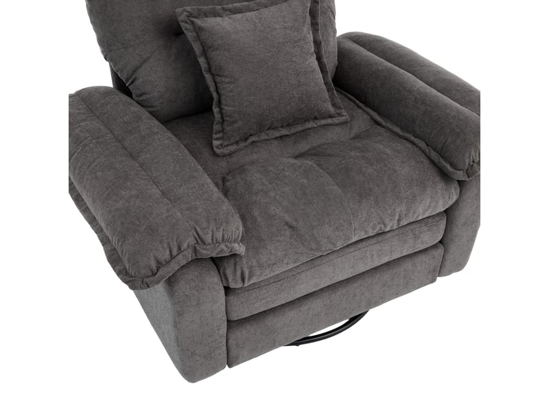  Fauteuil rotatif 360° gris chenille - siège pivotant oversized ergonomique avec coussin de soutien pour salon et chambre  - Conforama W