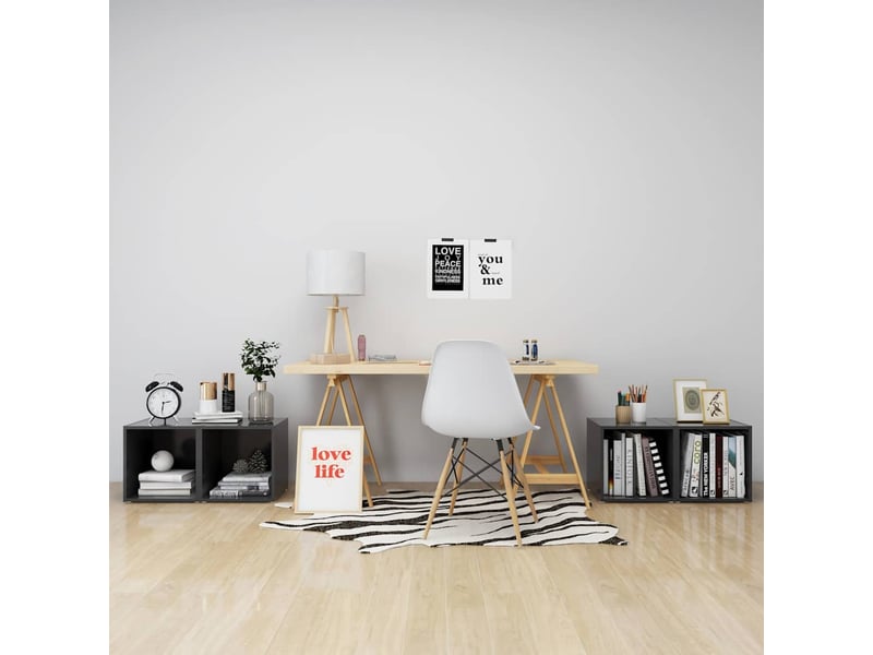  Lot de 4 meuble tv bas salon gris 37x35x37 cm bois d’ingénierie  - Conforama C