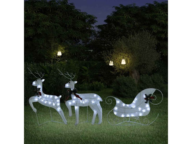  Décoration de noël renne et traîneau 60 led extérieur blanc  - Conforama B