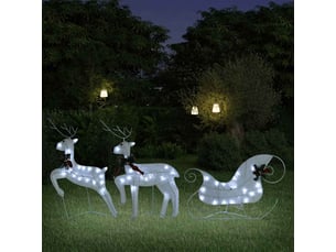 Décoration de noël renne et traîneau 60 led extérieur blanc