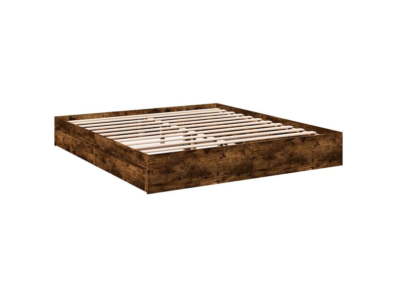  Lit double- lit adulte -  cadre de lit avec tiroirs sans matelas chêne fumé 200x200 cm  - Conforama B