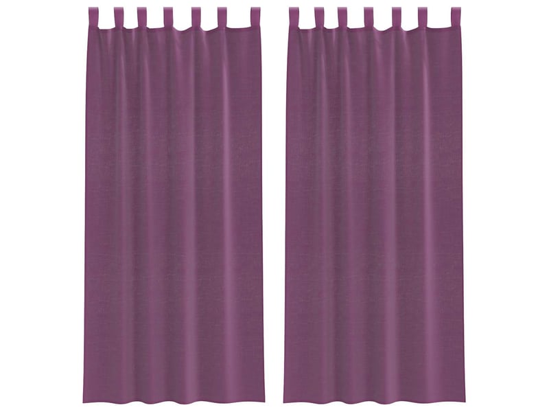  Lot de 2 rideaux en voile, voilages avec boucles violet 140x245 cm cf44339  - Conforama A
