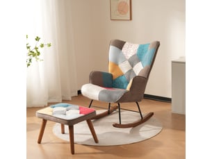 Fauteuil à bascule avec repose-pieds fauteuil de relaxation scandinave rembourré fauteuil de lecture salon pieds en bois