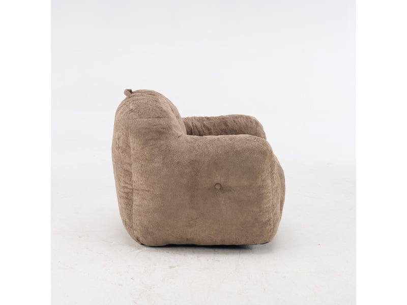  Fauteuil pouf avec accoudoirs – fausse fourrure – sans montage – kaki  - Conforama E