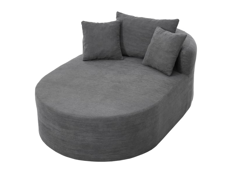  Fauteuil relax ovale avec assise profonde et montage sans effort, en tissu côtelé gris foncé  - Conforama A