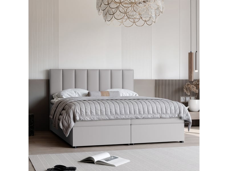 Lit coffre zelto - 160x200 cm - avec matelas et surmatelas - éco-cuir - gris ZELTO - Conforama B