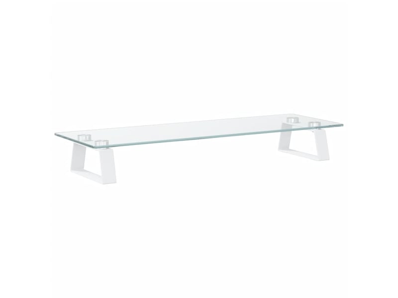  Support de moniteur table meuble bureau 60 x 20 x 8 cm verre trempé et métal blanc 02_0044896  - Conforama D