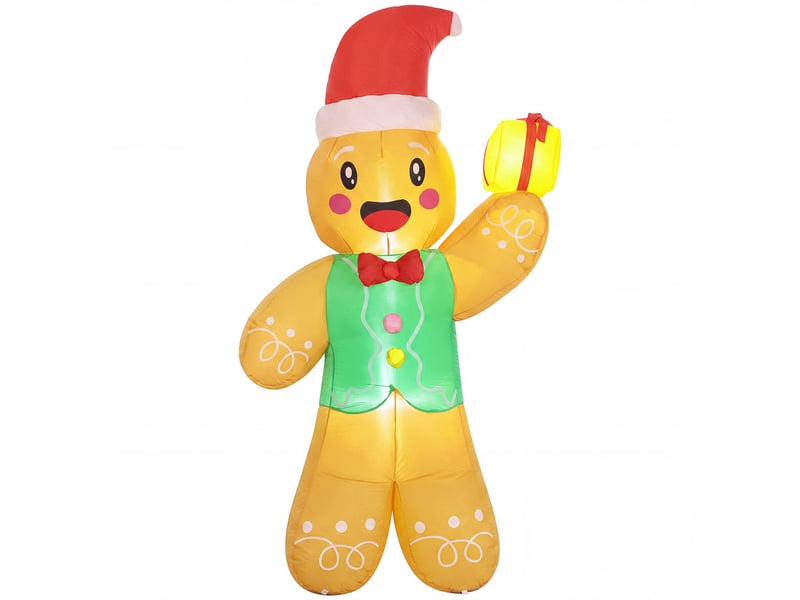  Bonhomme pain d'épice gonflable de noël 2,5 m avec lumières led  - Conforama A