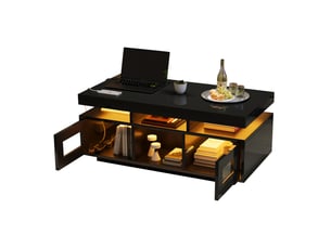 Table basse rectangulaire coloris noir MEUBLIV  - 50 cmx100 cm
