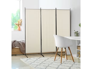 Paravent 3 panneaux dim. 2,53l x 0,5l x 1,82h m store latéral brise-vue paravent sur pied métal séparateur polyester