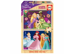 Puzzles 2 x 50 pcs disney princess en bois