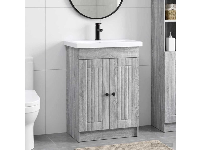 Ensemble de mobilier de salle de bain sonoma gris shl8703 - Conforama B