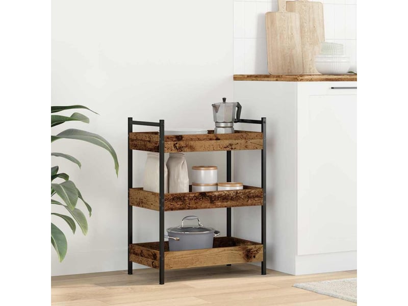 Desserte de cuisine, chariot de rangement bois ancien 50x30x70 cm - Conforama B