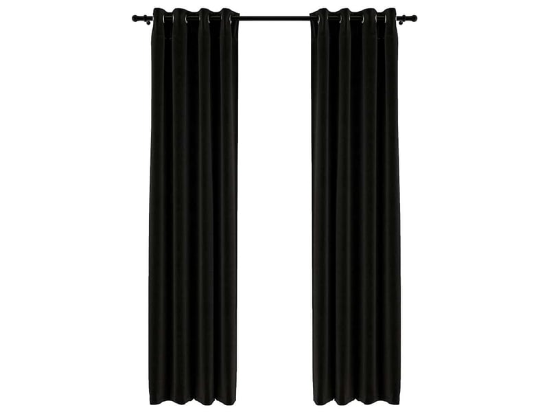  Lot de 2 rideaux occultants, rideaux black-out aspect de lin anthracite 140x225 cm cf44504  - Conforama A