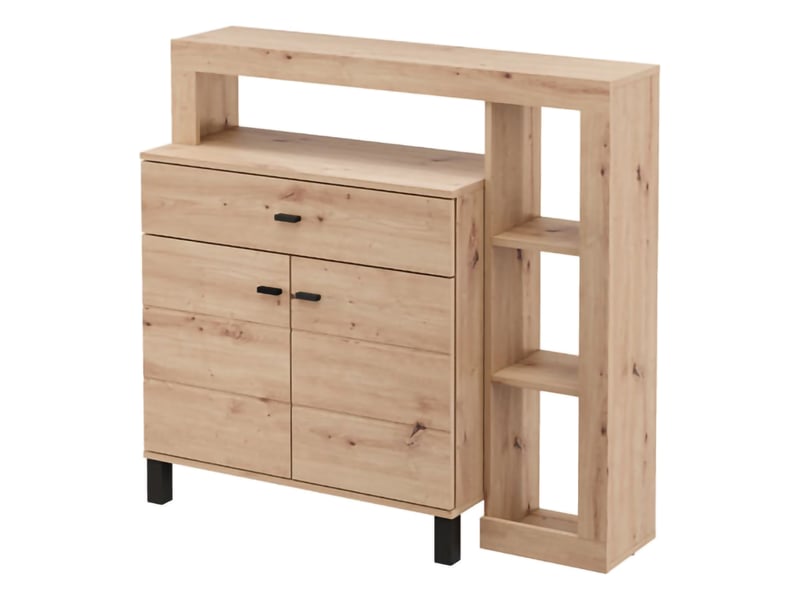  Buffet banos, bahut avec un tiroir, 106x35x101h cm chêne brun noeuds Banos - Conforama A