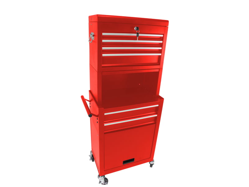  Servante à outils 6 tiroirs 60 x 33 x 110 cm rouge en acier, rangement mobile pour atelier et garage  - Conforama D
