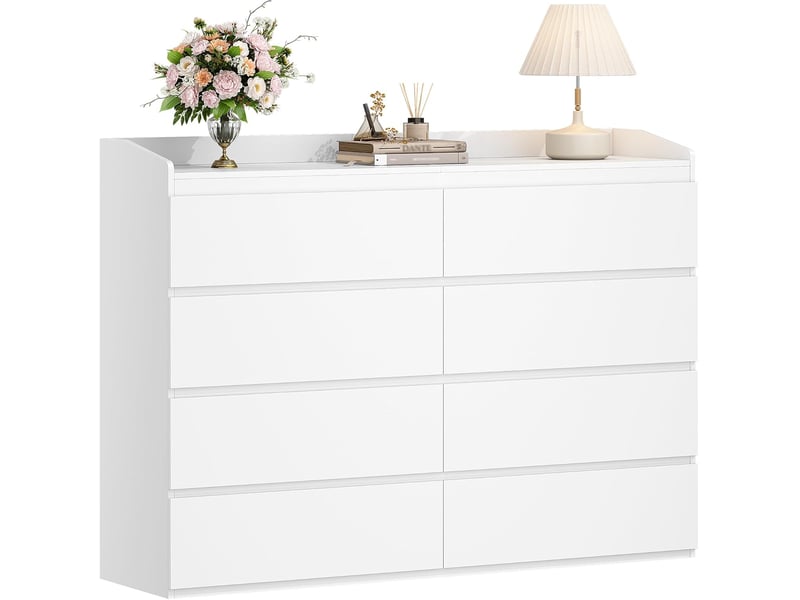  Commode 40 x 120 x 108 cm 8 tiroirs rambarde blanc, salon, chambre  - Conforama A