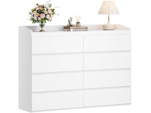Commode 40 x 120 x 108 cm 8 tiroirs rambarde blanc, salon, chambre