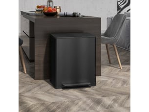 Poubelle à pédale 2x25l en acier inoxydable noir 47,7x37,5x56 cm
