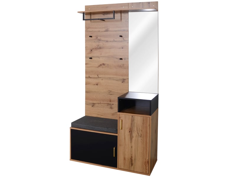  Portemanteau avec banc et rangement noir mdf 105 x 40 cm  - Conforama D