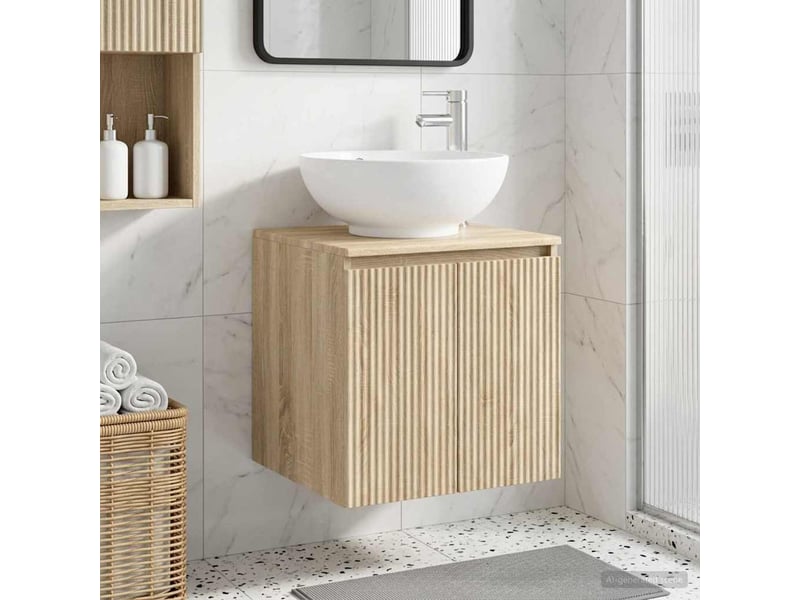 Vanité de lavabo mural, meuble de rangement chêne sonoma 49.5x44.5x65 cm shl6771 - Conforama B