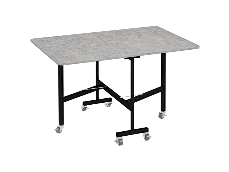 Table à manger pliante 52,5-120 x 80 cm – gris – roulettes et plateau rabattable pour 4 à 6 personnes - Conforama A