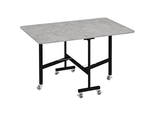 Table à manger pliante 52,5-120 x 80 cm – gris – roulettes et plateau rabattable pour 4 à 6 personnes