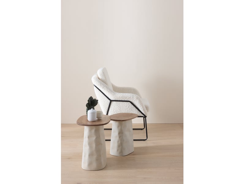  Table basse en métal couleur os et bois d'hévéa  - Conforama B