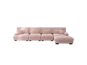 Canapé modulaire modenvie 4 places en chenille rose 406 x 145 x 81 cm avec ottomans mobiles