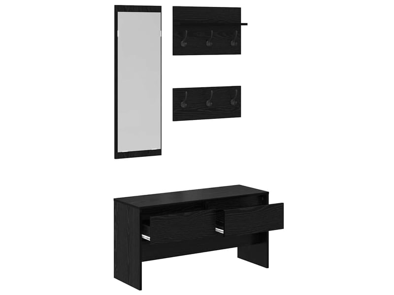  Ensemble de meubles d'entrée 4 pc chêne noir 90x31x46,5 cm  - Conforama E