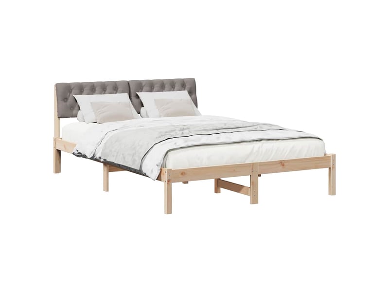 Lit double- lit adulte - cadre de lit marron et taupe 135 x 190 cm bois massif en pin - Conforama B