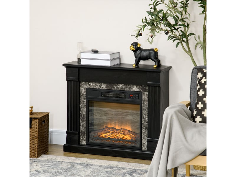 Cheminée électrique effet flamme 3d, chauffage réglable, noire, 80 x 21,6 x 67,8 cm - Conforama C