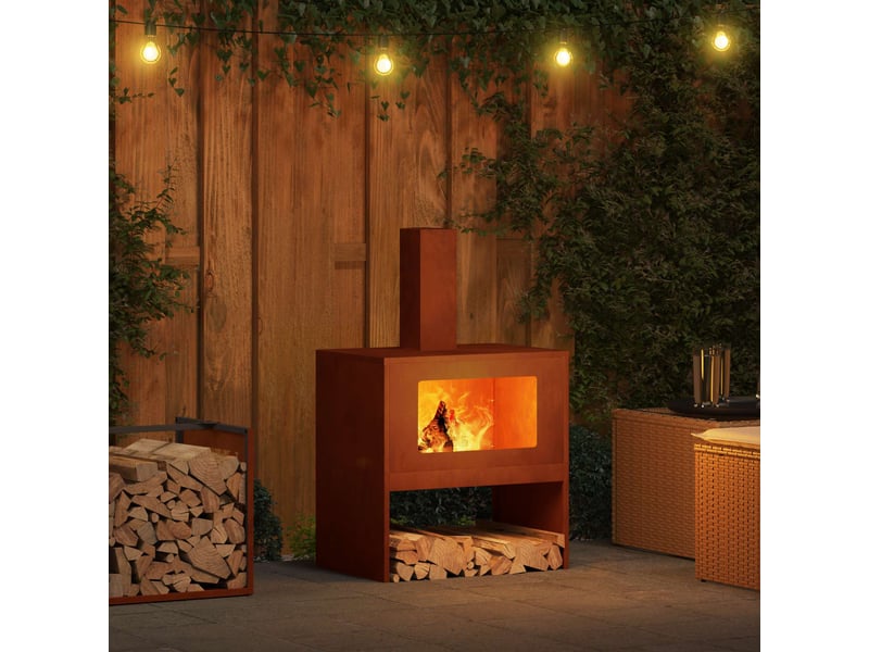  Brasero exterieur, foyer camping rouillé 60x40x96 cm acier patiné  - Conforama D