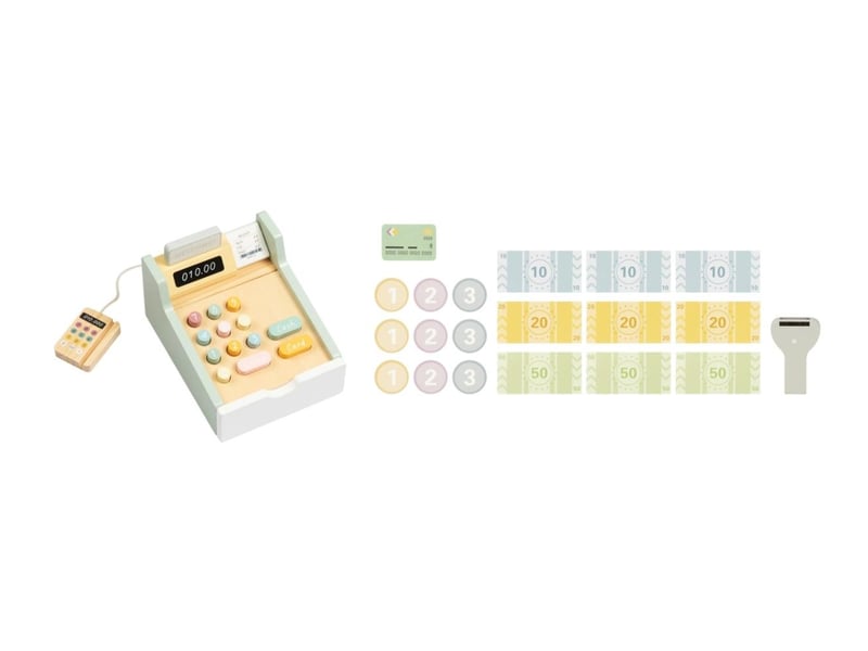 Caisse enregistreuse en bois tooky toy tp543 - 23 pièces 6976831554958 - Conforama E