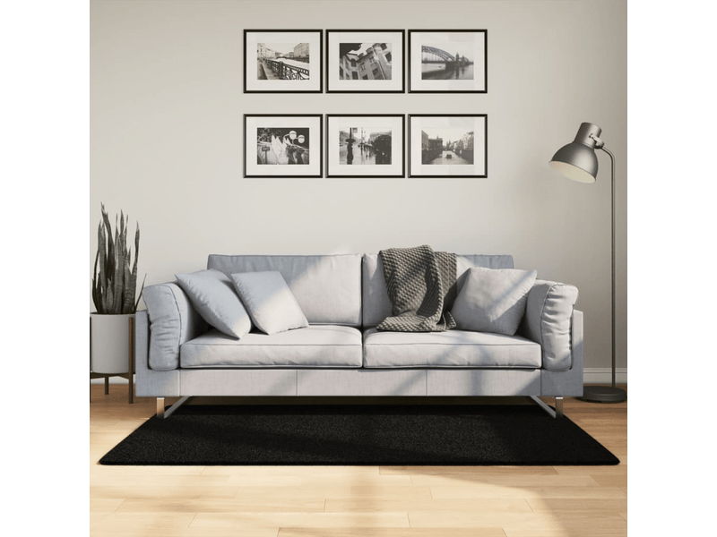  Tapis à poils courts doux et lavable noir 80x150 cm - comfortxl 375109 - Conforama A