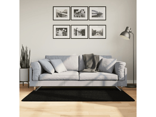Tapis à poils courts doux et lavable noir 80x150 cm - comfortxl