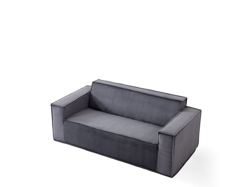  Canapé 2 places en velours côtelé gris avec assise profonde et mousse haute densité 4071258206717 - Conforama A