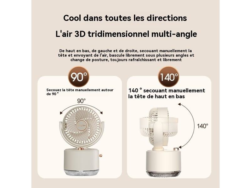  Mini ventilateur de bureau portable usb avec fonction d'humidification  - Conforama E