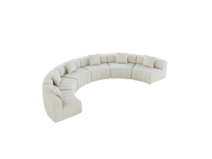 Canapé modulable 6 places modenvie semi-circulaire en chenille beige 444,5 x 222 cm
