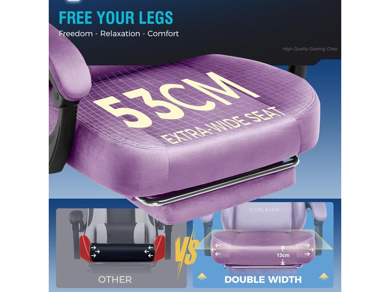 Gtplayer chaise de jeu inclinable à 160° avec repose-pieds 180kg - tissu violet GT829-VLTSP - Conforama C