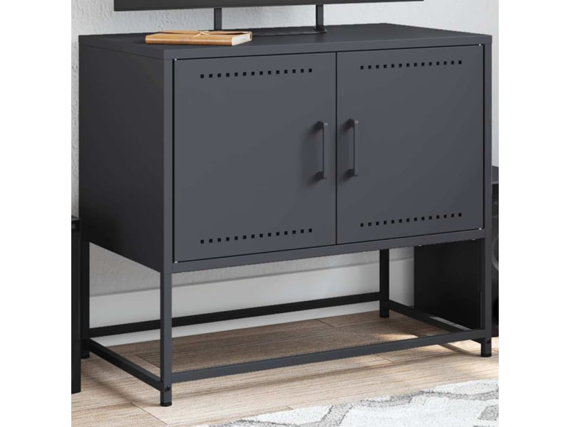  Meuble tv - banc tv - meuble de rangement anthracite 68,5x39x60,5 cm acier  - Conforama B