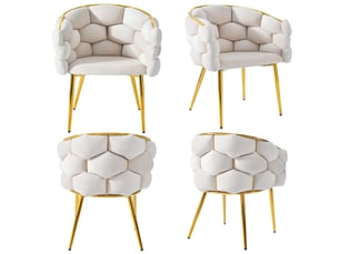 Lot de 4 chaises de salle à manger,62x46x74 cm,avec pieds dorés,velours,beige