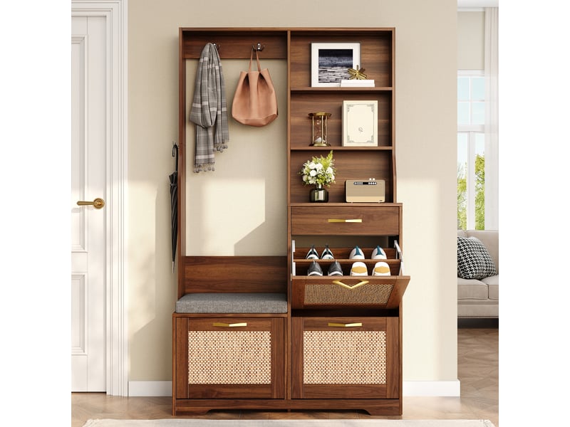  Portemanteau avec banc et rangement 100 x 170 cm en mdf  - Conforama E