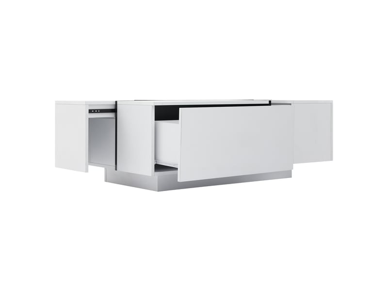  Table basse avec 4 tiroirs pour salon en panneaux de particules 100×60×40 cm blanc et noir  - Conforama D