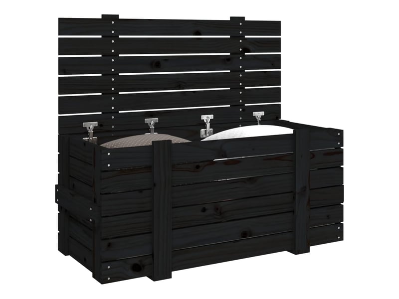  Boîte de rangement, coffre de rangement noir 91x40,5x42 cm bois massif de pin  - Conforama D