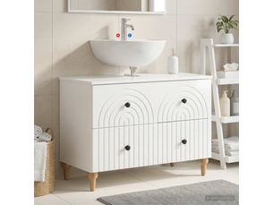 Meuble sous lavabo de salle de bain alkmaar blanc brillant cf64798