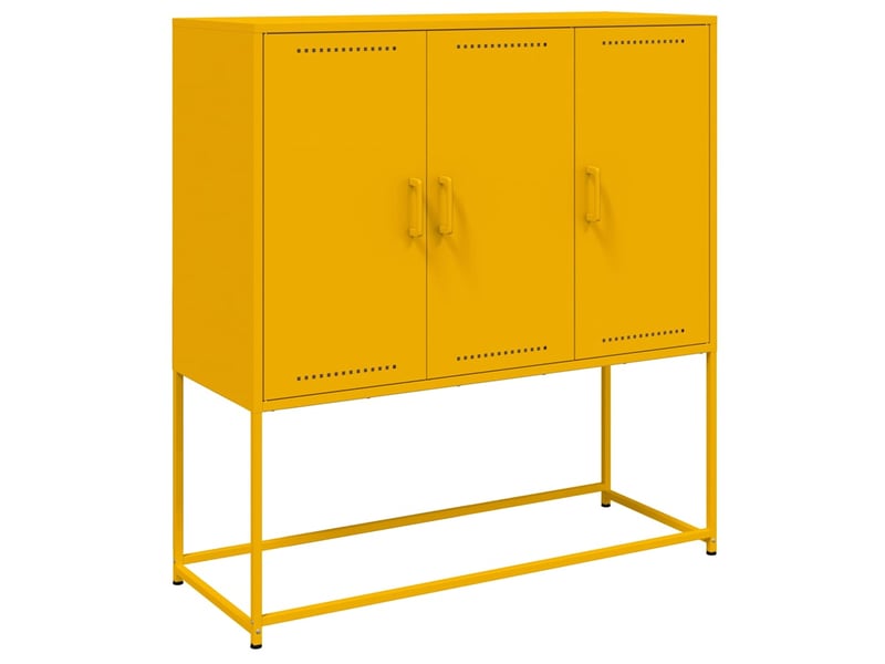  Buffet haut - bahut - meuble de rangement jaune moutarde 100,5x39x107 cm acier  - Conforama A