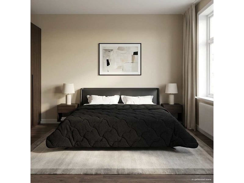  Duvet - couette complet toute l'année matelassé noir 220 x 260 cm  - Conforama D