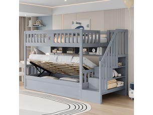 Lit mezzanine 90x200 cm <strong></strong>  <strong></strong> coloris gris